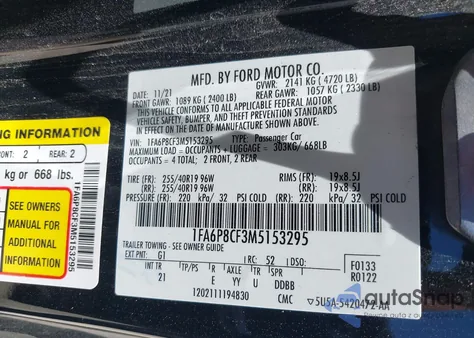 2021 Ford Mustang Gt Fastback from USA, damaged, VIN 1FA6P8CF3M5153295